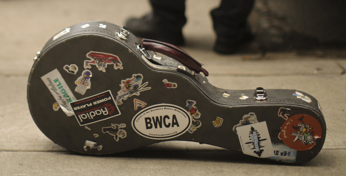 Erik Berry's well-travelled mandolin was among the Instruments waiting to be loaded into the van after the band's World Cafe Live performance in Philadelphia. ] JEFF WHEELER &#x2022; jeff.wheeler@startribune.com Trampled By Turtles played a World Cafe Live show at the public radio station WXPN in Philadelphia Friday afternoon, July 18, 2014.