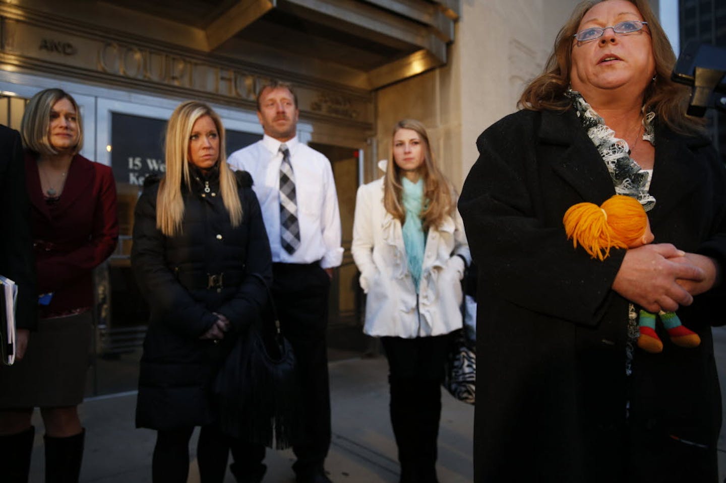 Kira Steger&#x2019;s family was at the sentencing Monday in Ramsey County. Her mother, Marcie, held a doll similar to one Kira had.