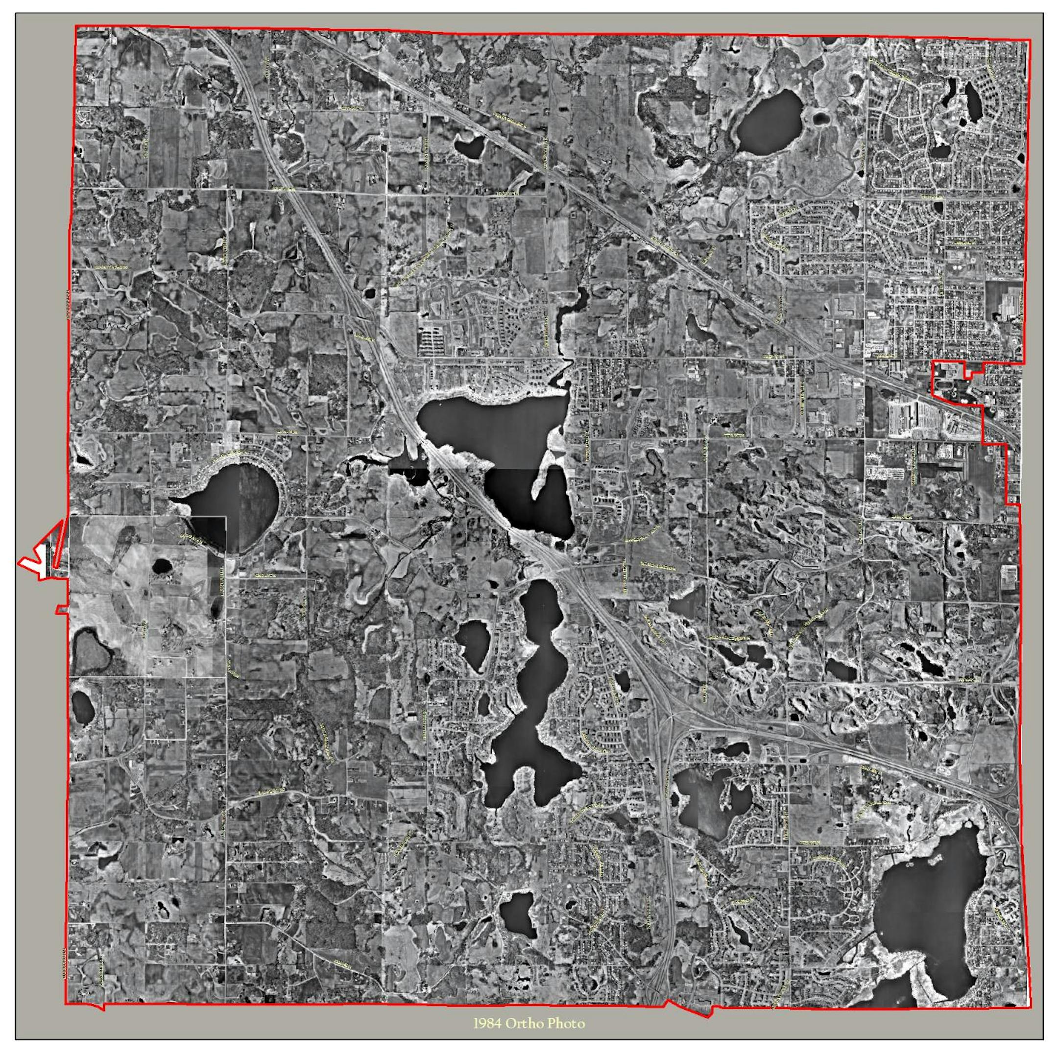 Aerial photo of Maple Grove from 1984.