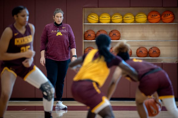 Gophers women’s basketball coach Lindsay Whalen earlier this year.