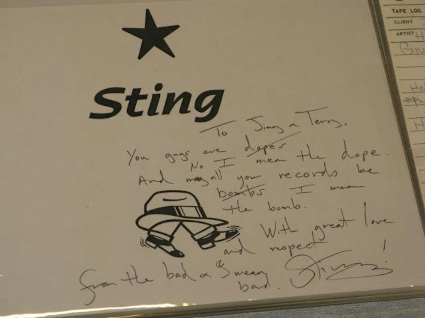 Grammy museum exhibit: Sting gives a shout-out to Jimmy Jam and Terry Lewis.