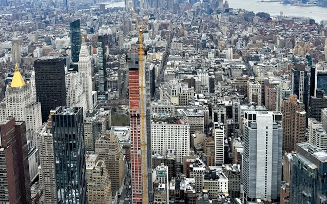 A view of Manhattan from the 86th-floor observation deck of the Empire State Building on a cloudy March afternoon.