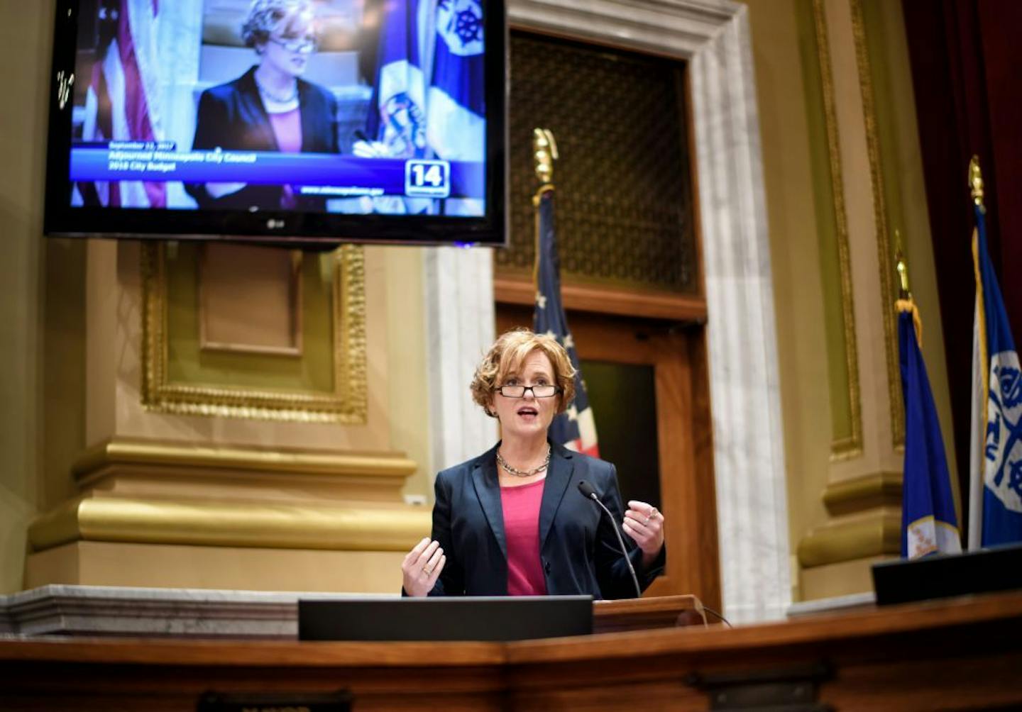 Minneapolis Mayor Betsy Hodges delivered her budget address at noon Tuesday in the City Council Chambers.