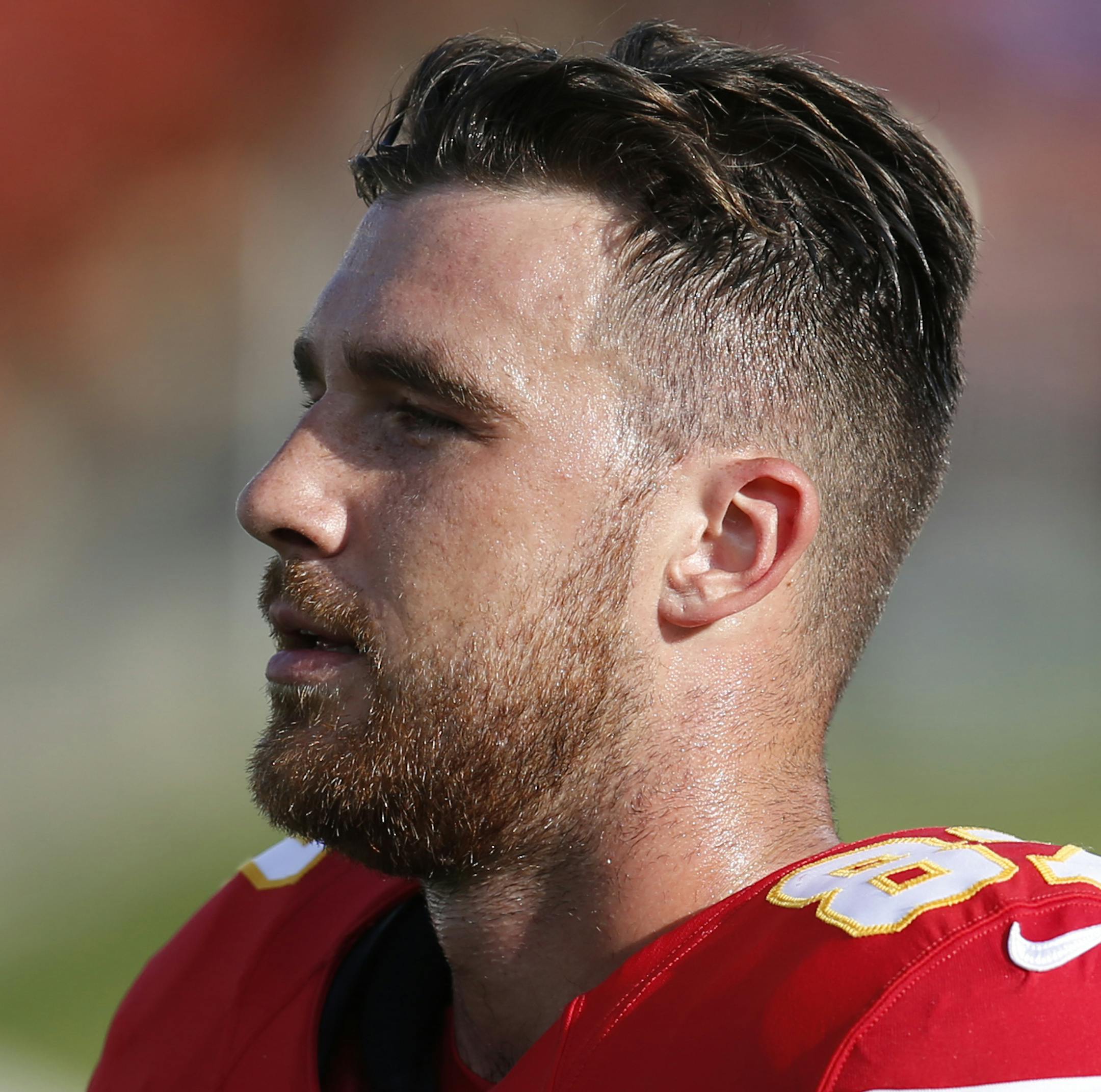 Kansas City Chiefs tight end Travis Kelce (87) during a preseason NFL football game against the Los Angeles Rams, Saturday, Aug. 20, 2016, in Los Angeles. (AP Photo/Rick Scuteri)