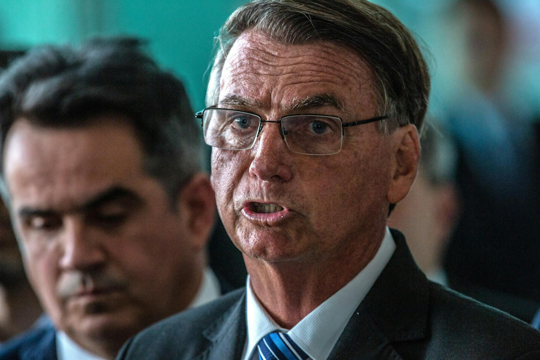 President Jair Bolsonaro holds a news conference at the Alvorada Palace in Brasilia, two days after his re-election defeat, on Tuesday, Nov. 1, 2022. Bolsonaro agreed to a transition of power on Tuesday, easing fears that the far-right leader would contest the election results. He did not, however, concede the loss in his own words. (Dado Galdieri/The New York Times)