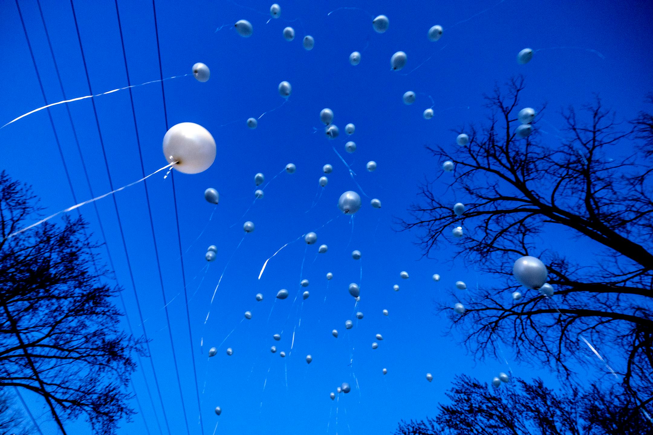 Balloons are released at a vigil honoring Daunte Wright on one-year anniversary of his death Monday, April 11, in Brooklyn Center, Minn.
