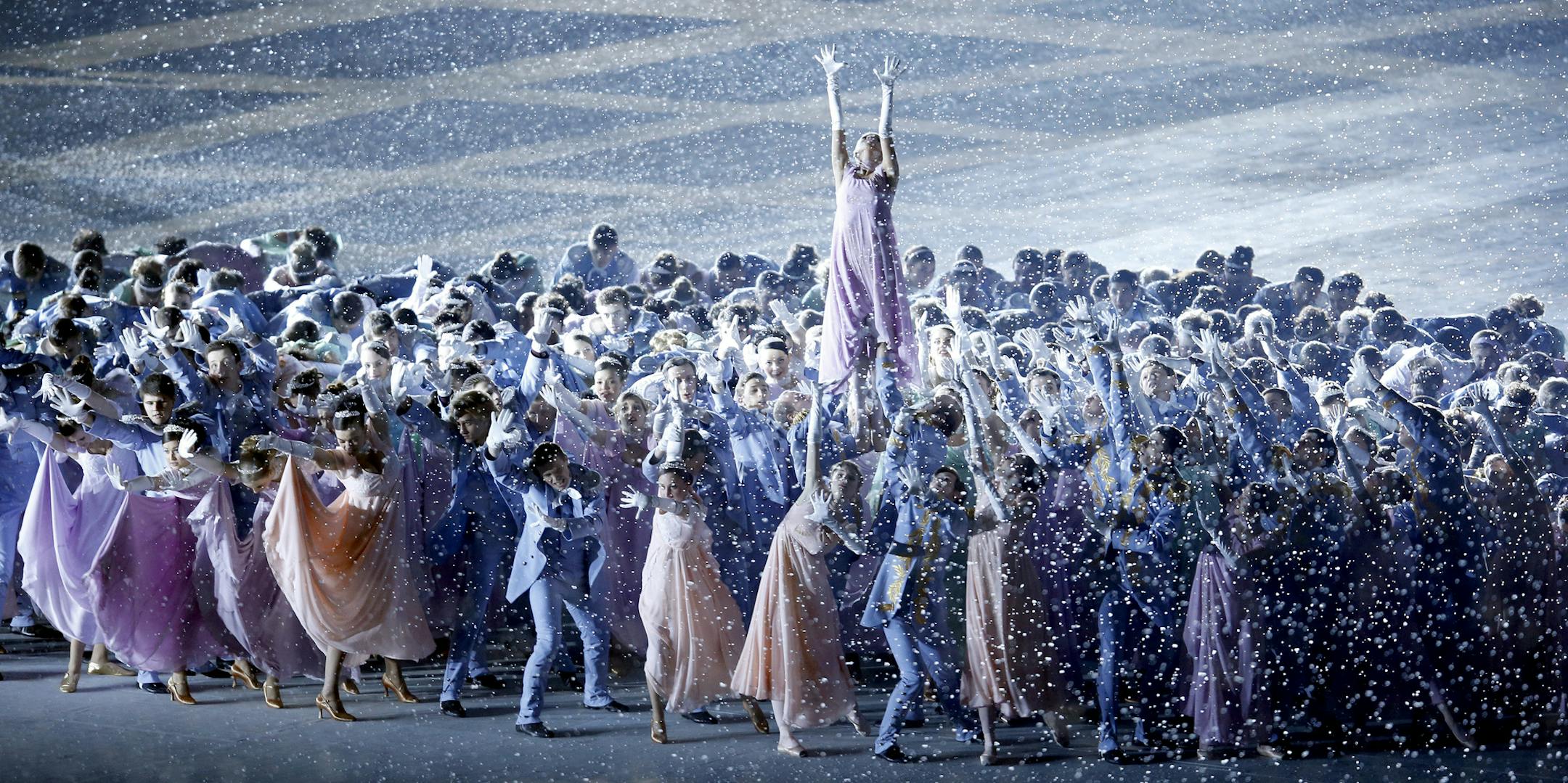 Dancers performed Natasha Rostova's First Ball at Fisht Olympic Stadium during Opening Ceremonies of the 2014 Sochi Winter Olympics. ] CARLOS GONZALEZ cgonzalez@startribune.com - February 7, 2013, Adler, Russia, Sochi 2014 Winter Olympics, Opening Ceremonies, Fisht Olympic Stadium