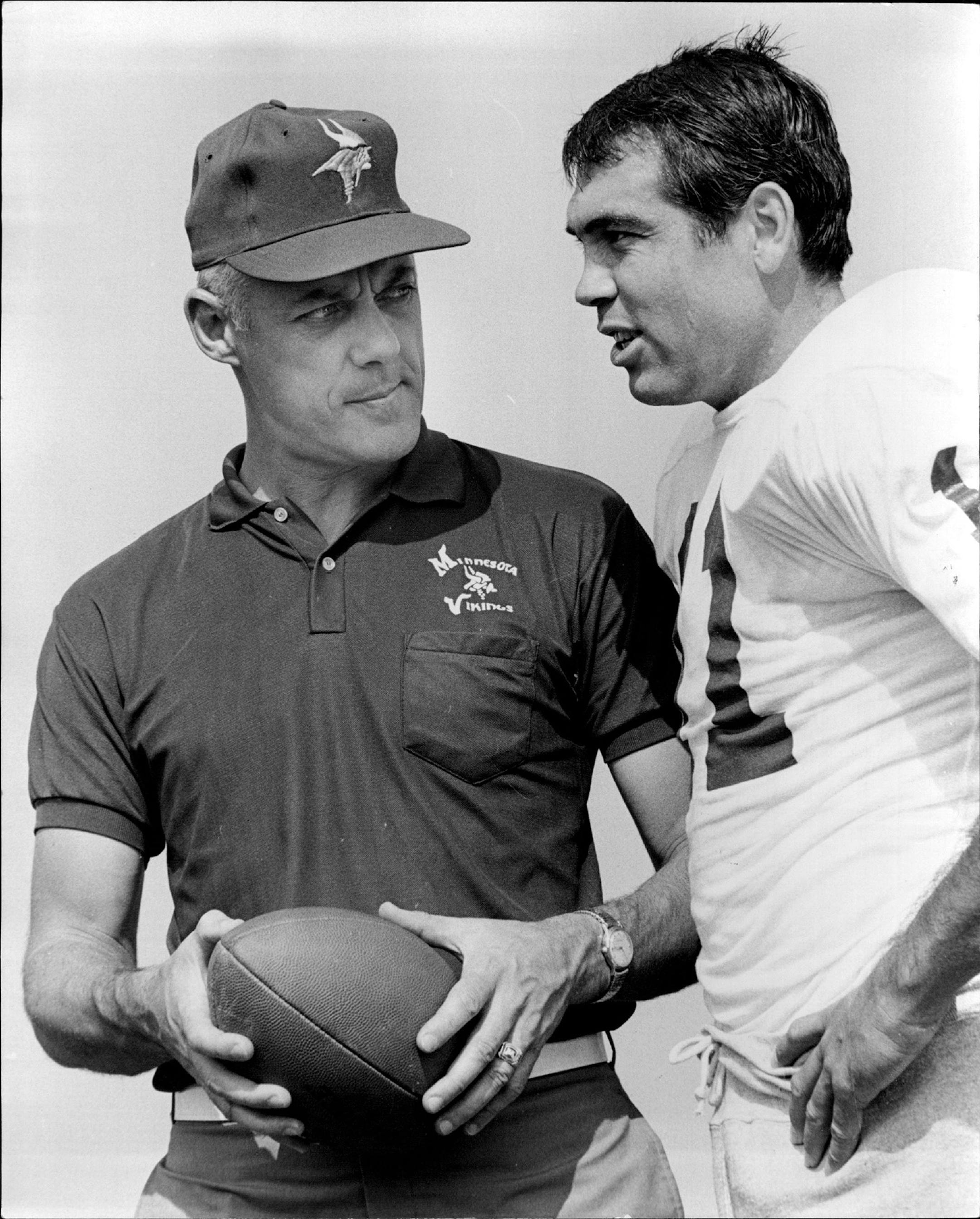 Bud Grant with quarterback Joe Kapp on September 6, 1967.