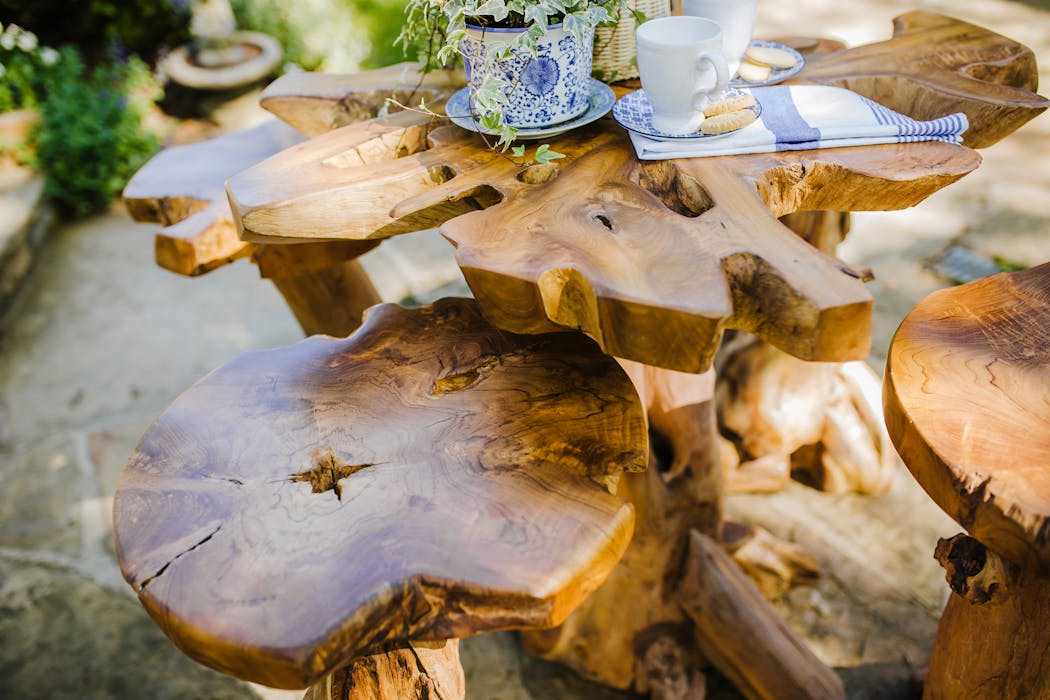 The live edge wood of this pub table gives off an organic and earthy feel that is truly stunning. 