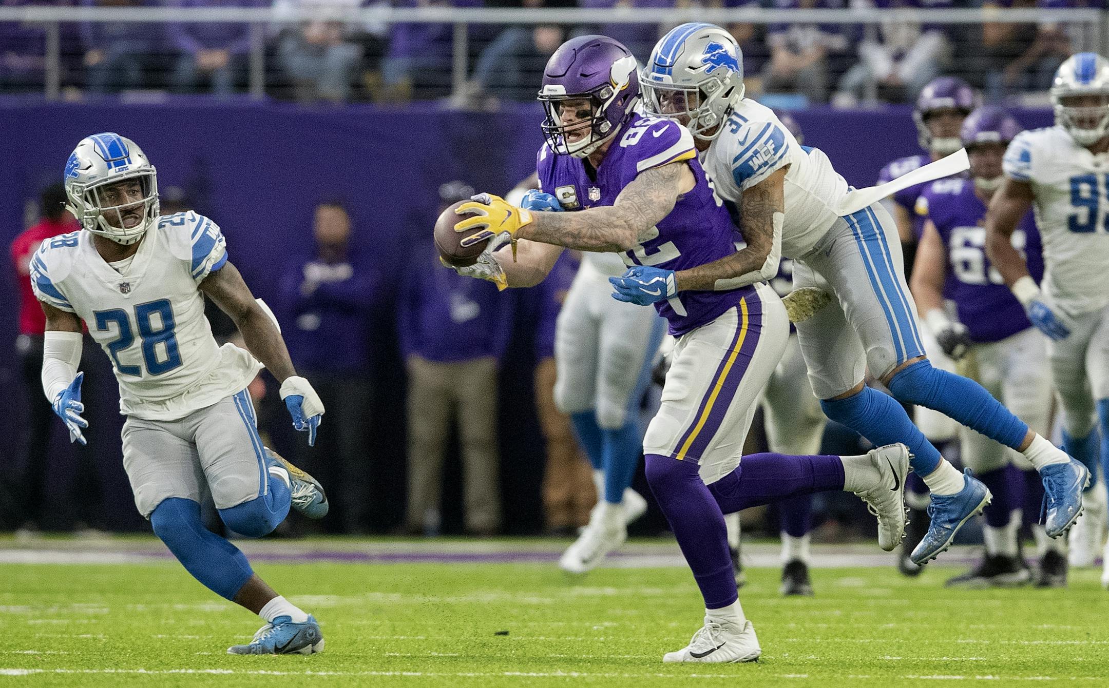 Kyle Rudolph made a catch for a first down in the fourth quarter.