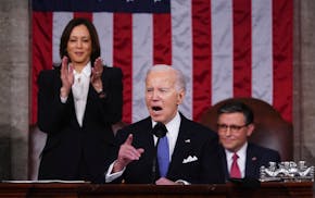 President Joe Biden delivers the State of the Union address to a joint session of Congress at the Capitol, Thursday, March 7, 2024, in Washington. Sta