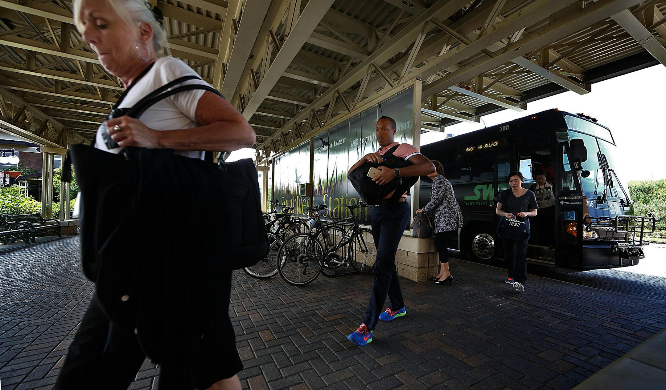 The Southwest Station in Eden Prairie is popular with commuters who can take advantage of large parking structure and a bicycle parking area.