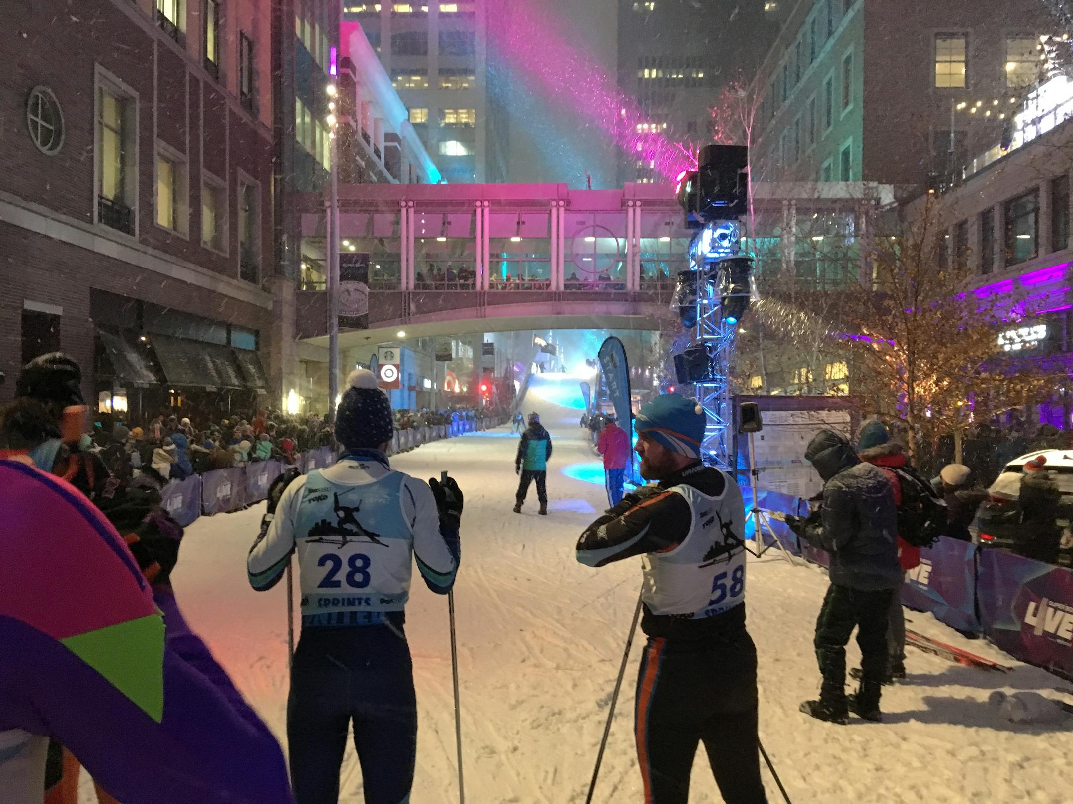 Skiing Nicollet Mall.