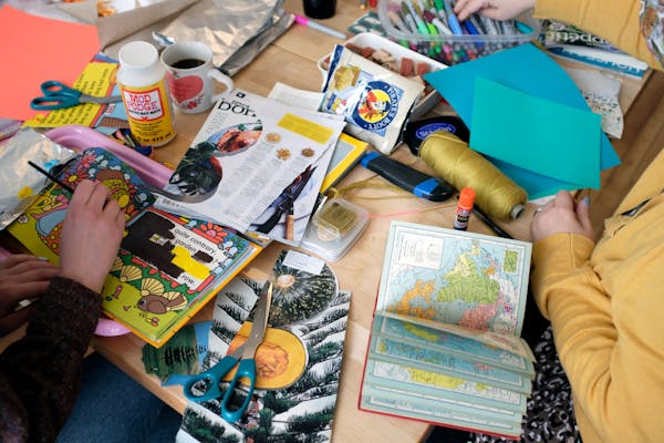 In Open Studio sessions, participants are invited to help themselves to assorted art materials and make whatever they like.