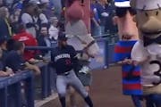 Byron Buxton almost was run down by one of the racing sausages during the Twins' loss to Milwaukee on Tuesday afternoon.