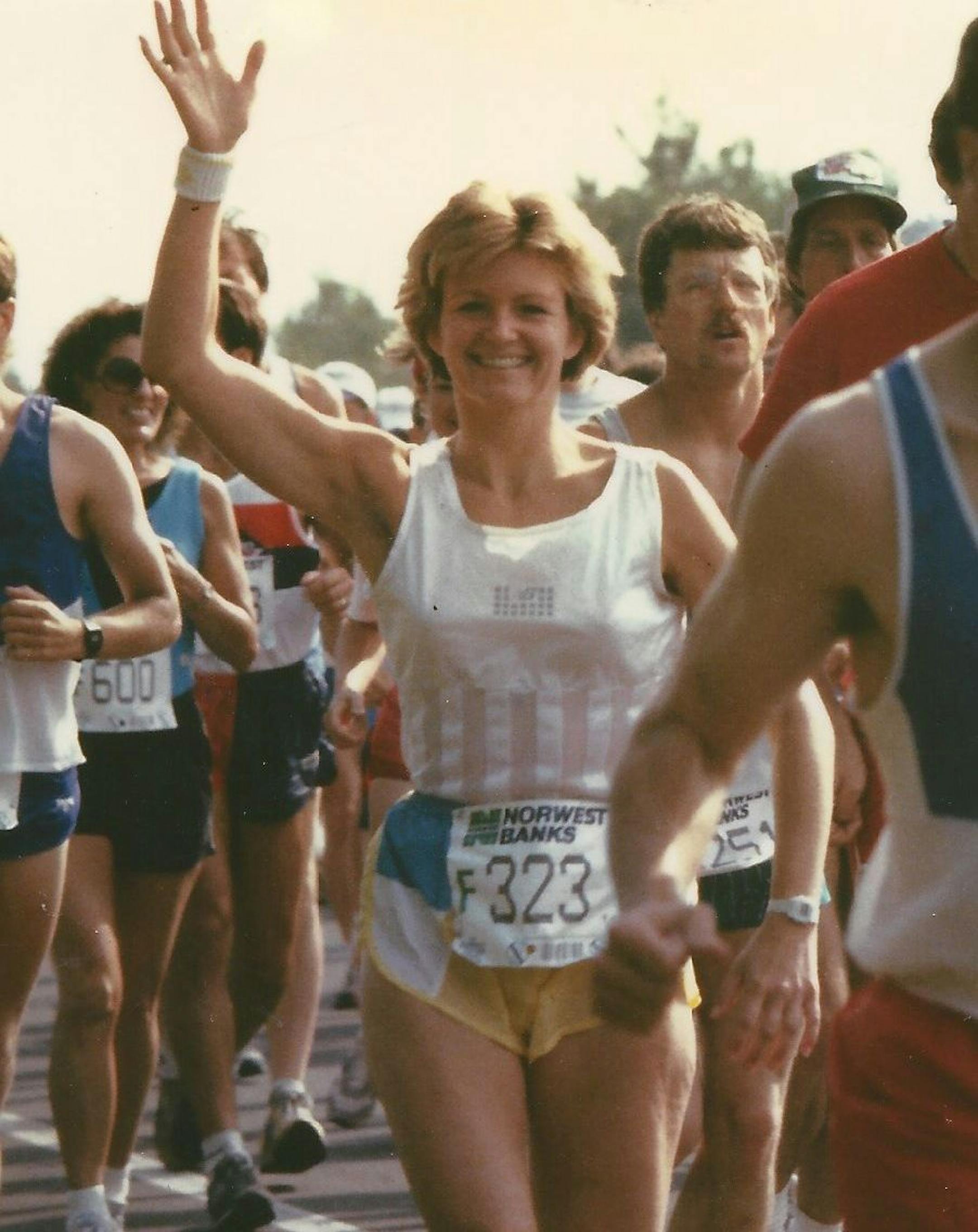 Betsy Gomez at Grandma's Marathon in 1987.
