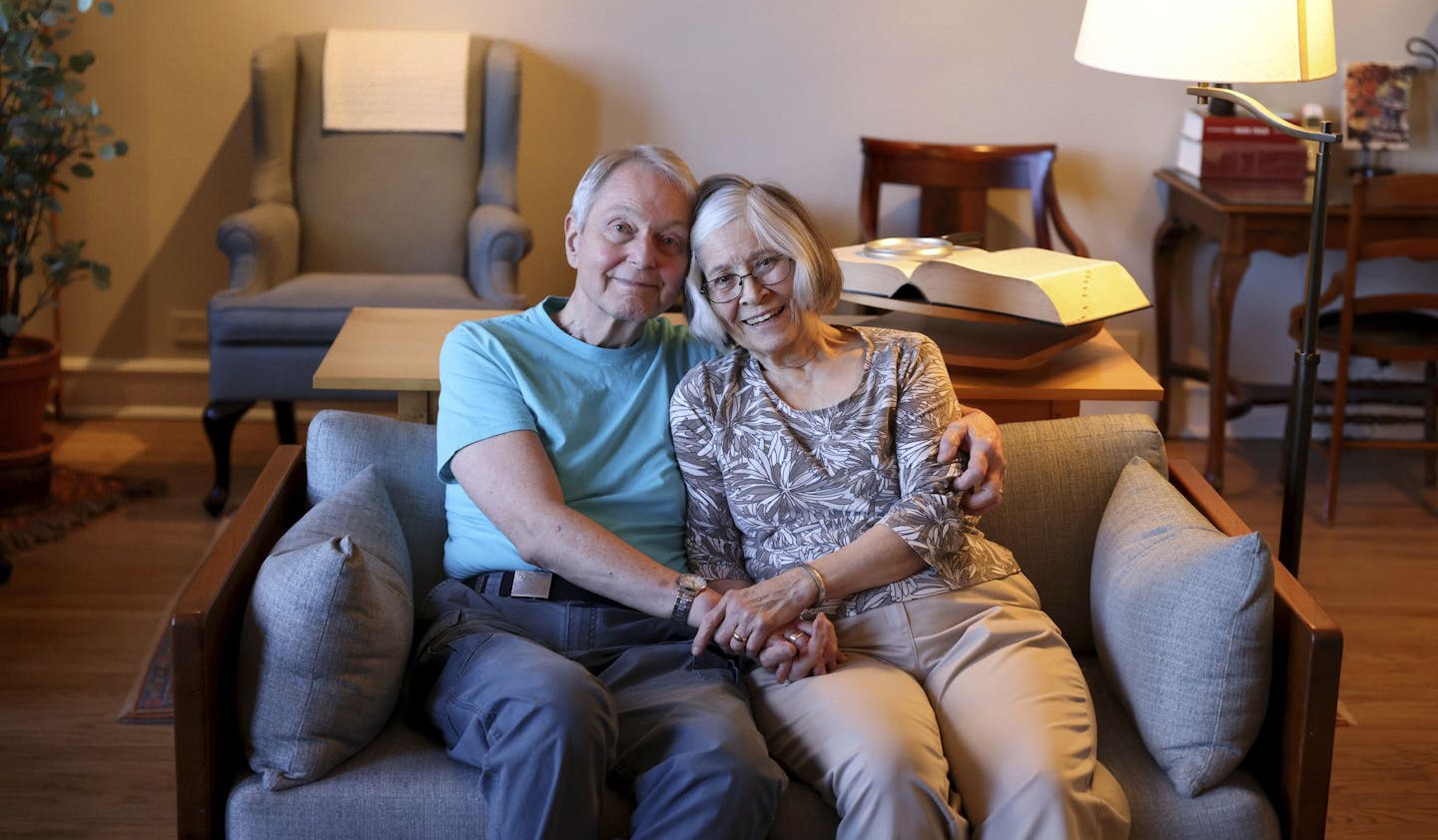 Mel Washburn, 77, and his wife, Pam, 75, are seen inside their Lincoln Park apartment on Sept. 7, 2022. Now both retired, Washburn and his wife want to expand their social network and continue living independently in their own home. Technology has been key in accomplishing those goals.