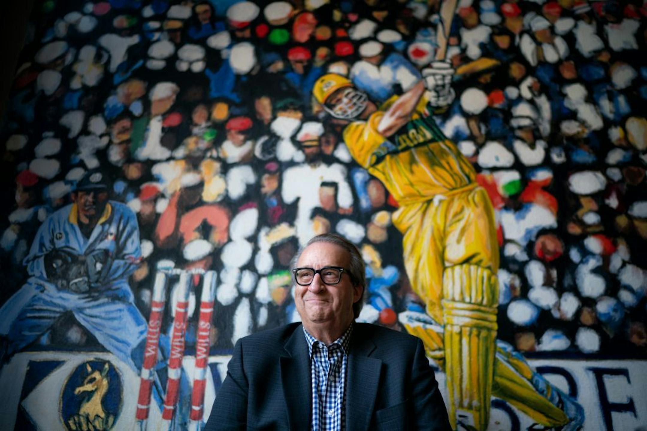 Mark Rosen in front of a cricket mural at Brit's Pub, a longtime hangout near the WCCO studio in downtown Minneapolis. Would he consider returning to TV? "If the Vikings ever made the Super Bowl or the Twins became relevant again, would I return to do something special?" he said. "Never say never. But as far as anything regular, no."