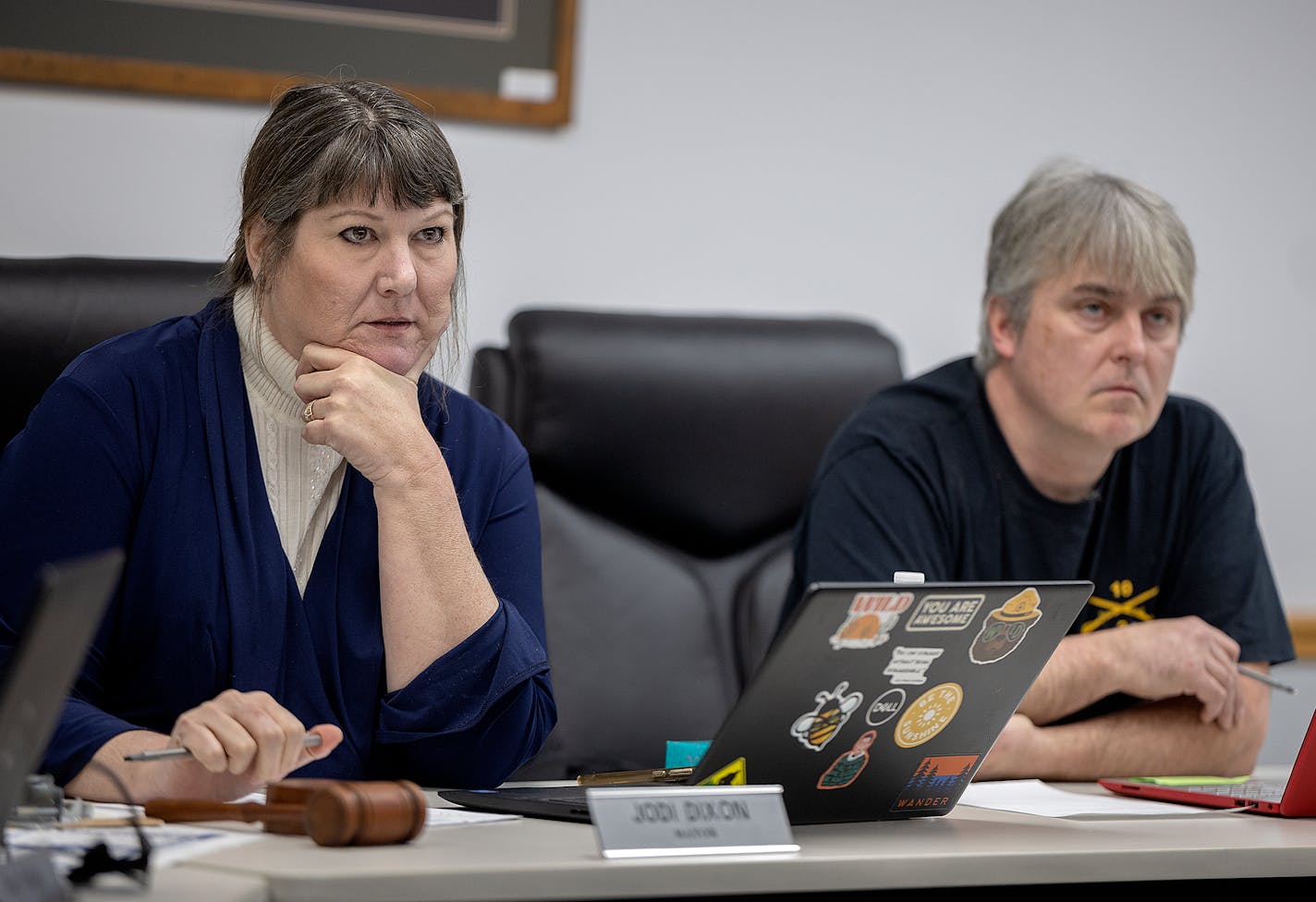 "It's brought out a lot of ugly in a small town," said Long Prairie Mayor Jodi Dixon, left, of a proposed housing construction project for the employees of the Long Prairie Packing Company in Long Prairie, Minn., on Tuesday, Jan. 16, 2024. ] Elizabeth Flores • liz.flores@startribune.com