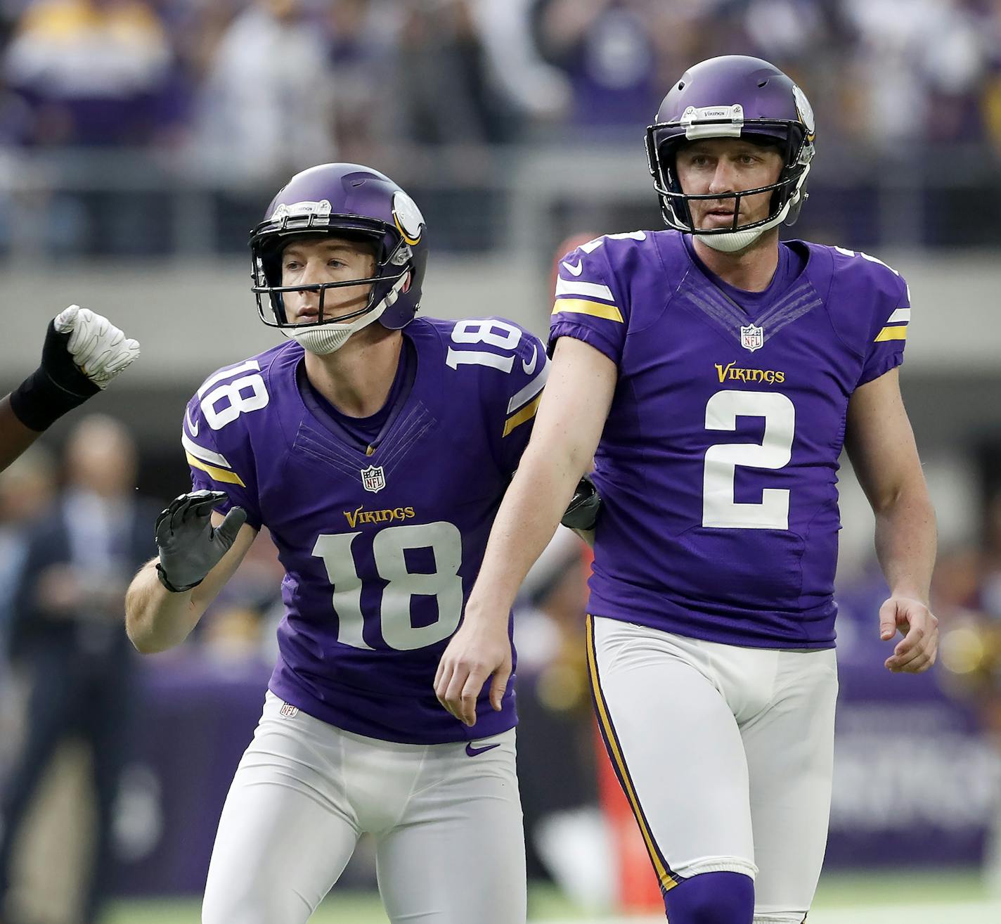 Minnesota Kai Forbath (2) had an extra point attempt blocked. ] CARLOS GONZALEZ cgonzalez@startribune.com - November 20, 2016, Minneapolis, MN, US Bank Stadium, NFL, Minnesota Vikings vs. Arizona Cardinals