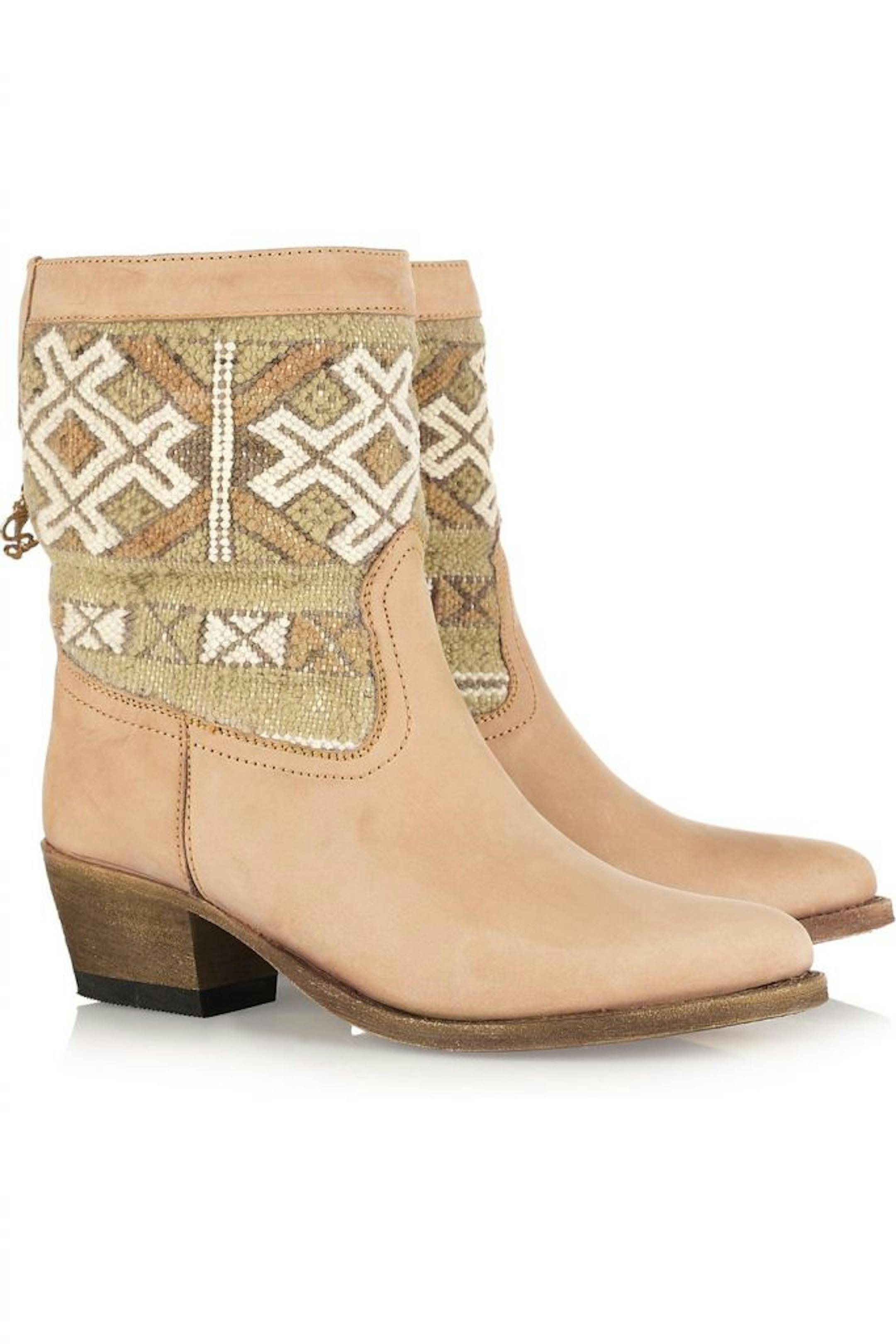 Cobra Society hand-woven wool and brushed-leather ankle boots, $795, net-a-porter.com.