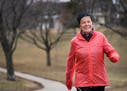 Val Rogosheske of Minneapolis had a three-mile training run/walk at Powderhorn Park on April 5.
