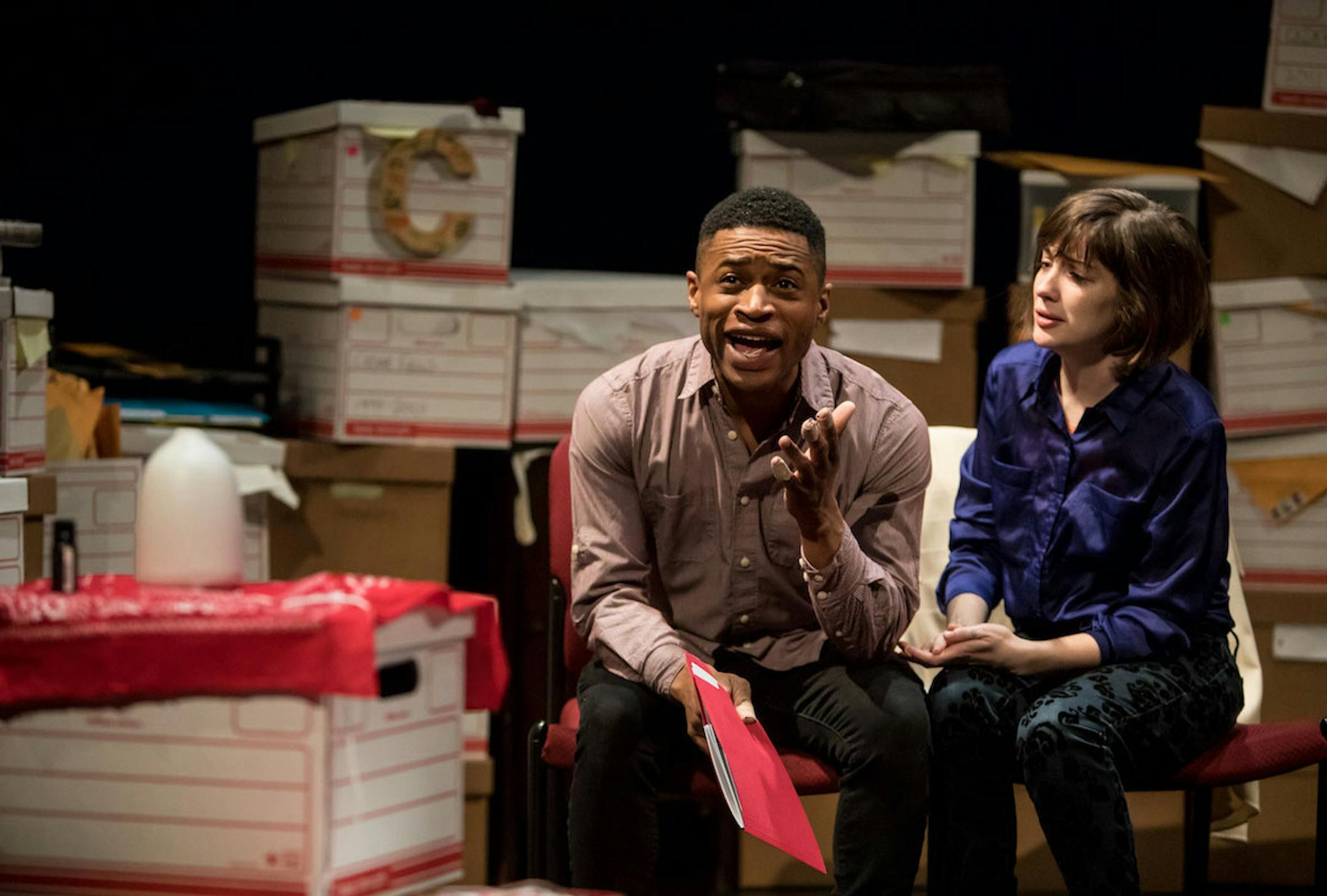 Kory LaQuess Pullam (Peter) and Briana Patnode (Karlie) in "Luna Gale" by Underdog Theatre.
credit: Dan Norman