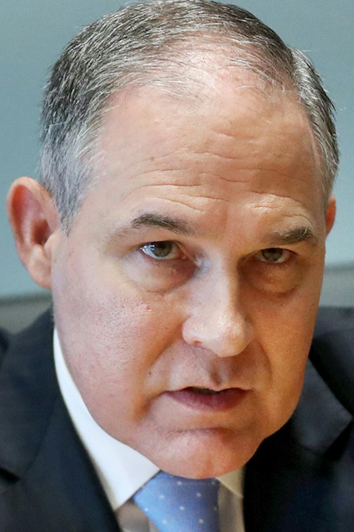 EPA commissioner Scott Pruitt visited Minnesota to discuss water quality and pollution, among other topics Wednesday, July , 19, 2017, at the Star Tribune in Minneapolis, MN.] DAVID JOLES &#xef; david.joles@startribune.com EPA commissioner Scott Pruitt visits Minnesota to discuss, we believe, water quality and pollution. ORG XMIT: MIN1707191001153315