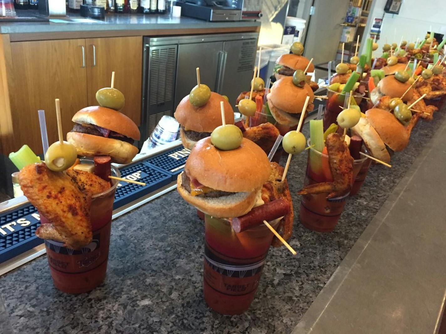 The Twins served Cluck and Moo Bloody Marys at their food preview.