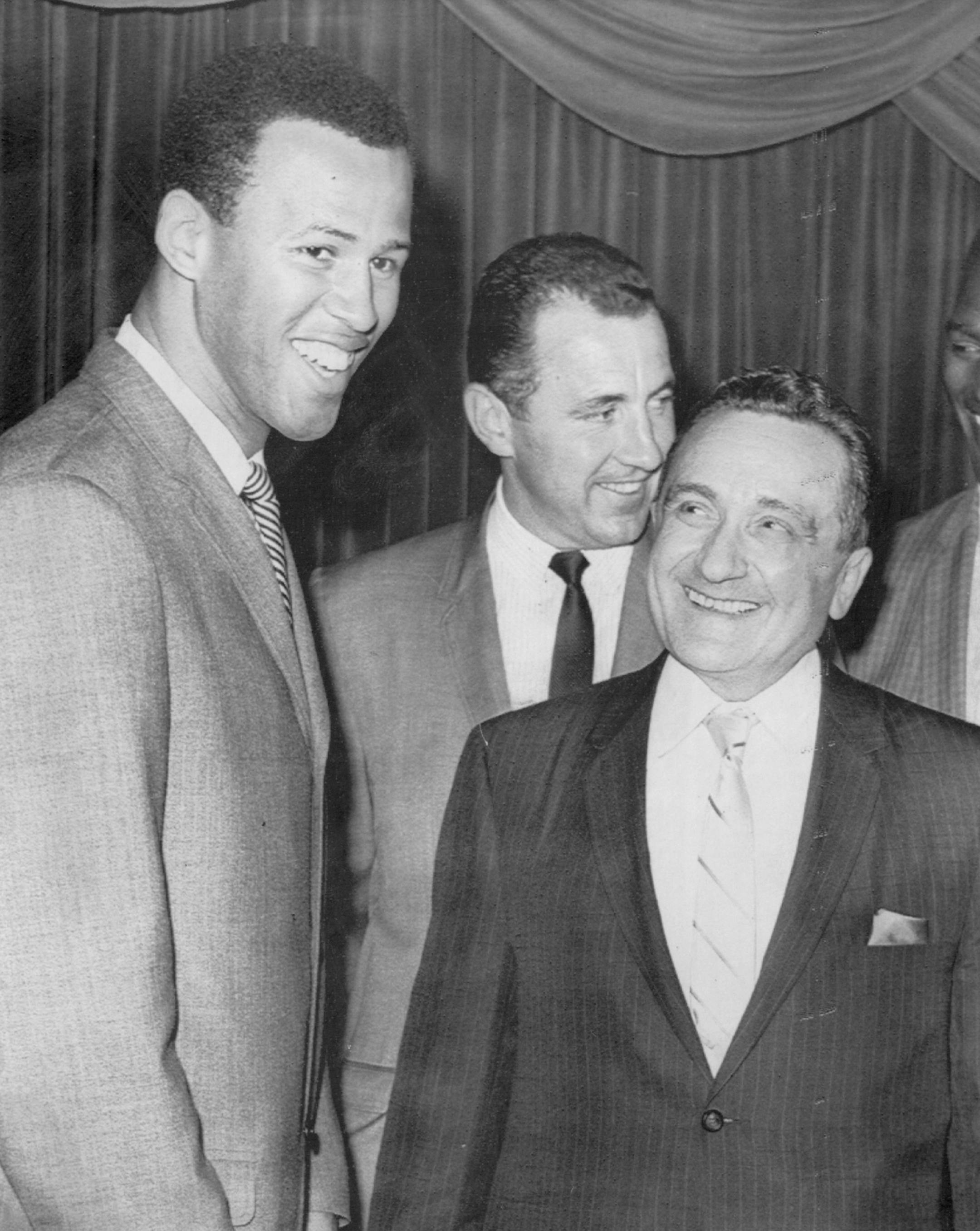 June 6, 1967 BEN KERNER (R) WELCOMED BACK LOU HUDSON Hawk coach Rich Guerin was in center June 5, 1967 Associated Press