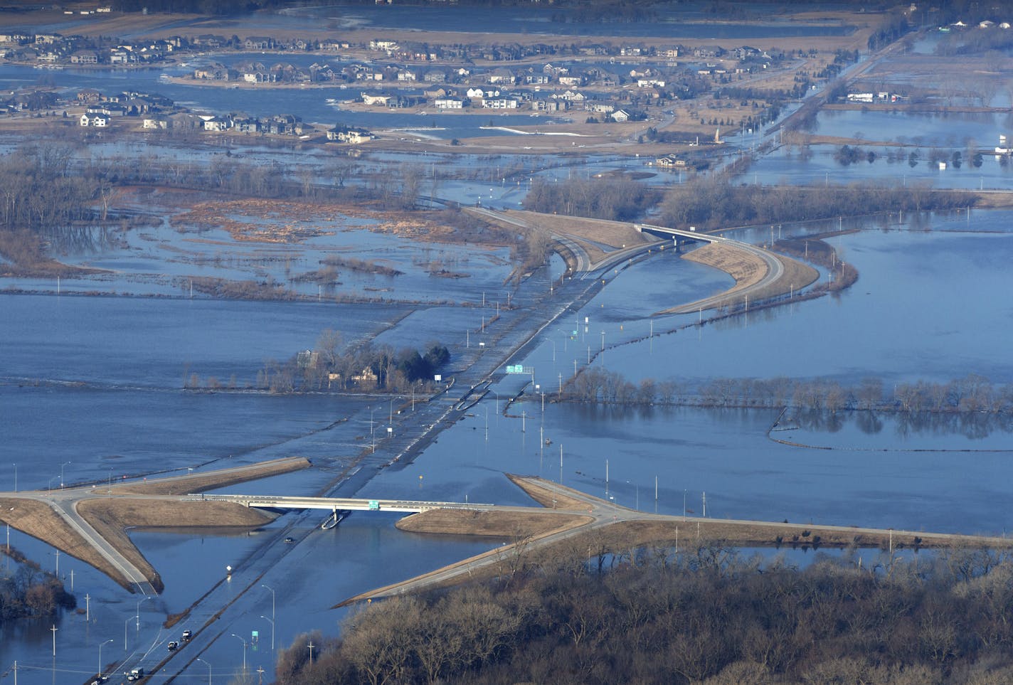 The Elkhorn River in Nebraska spilled over its banks, a scenario that has caused growing concern to officials in states to the north.