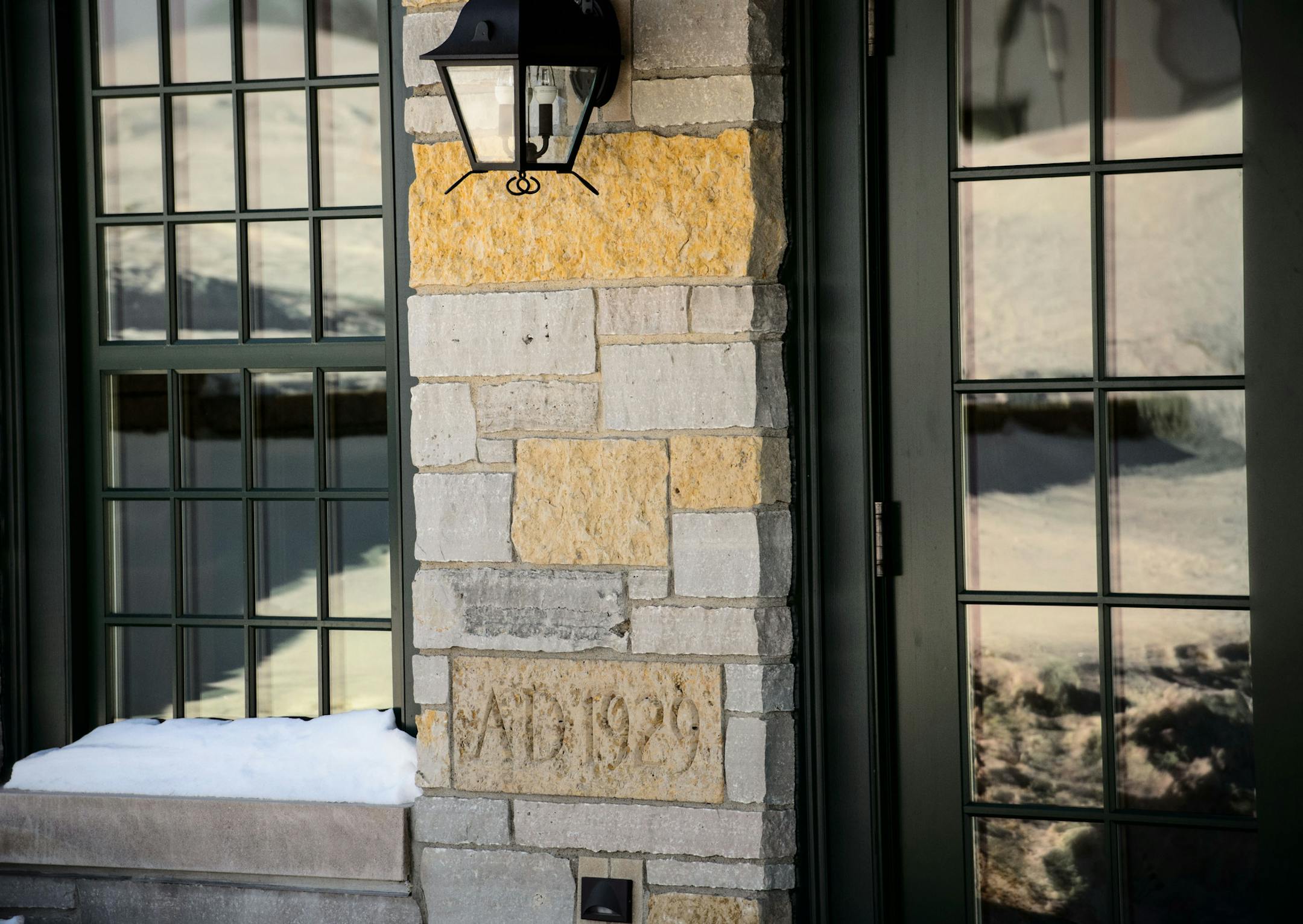 The original 1929 cornerstone was preserved on one side of the main entrance, a new 2013 stone is on the other side of the door. The historic and popular Keller Golf Course and clubhouse, closed all of last year to undergoing a $12 million overhaul by Ramsey County, is poised to reopen in mid-June. The clubhouse, located in Maplewood, opens this month as a venue for weddings and other events Thursday, February 6, 2014. ] GLEN STUBBE * gstubbe@startribune.com