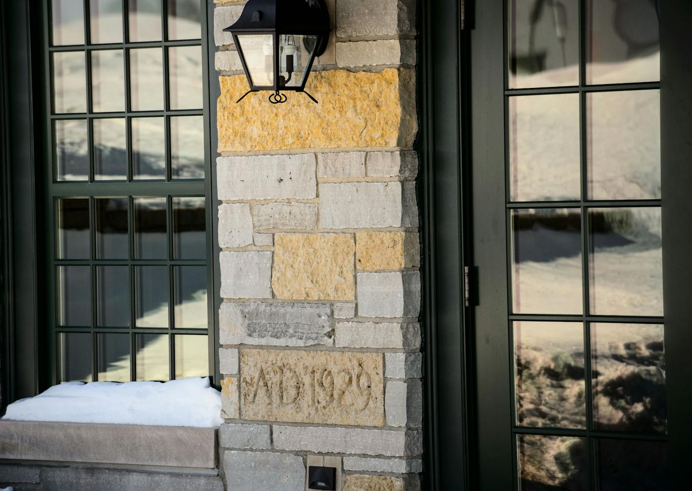 The original 1929 cornerstone was preserved on one side of the main entrance, a new 2013 stone is on the other side of the door. The historic and popular Keller Golf Course and clubhouse, closed all of last year to undergoing a $12 million overhaul by Ramsey County, is poised to reopen in mid-June. The clubhouse, located in Maplewood, opens this month as a venue for weddings and other events Thursday, February 6, 2014. ] GLEN STUBBE * gstubbe@startribune.com