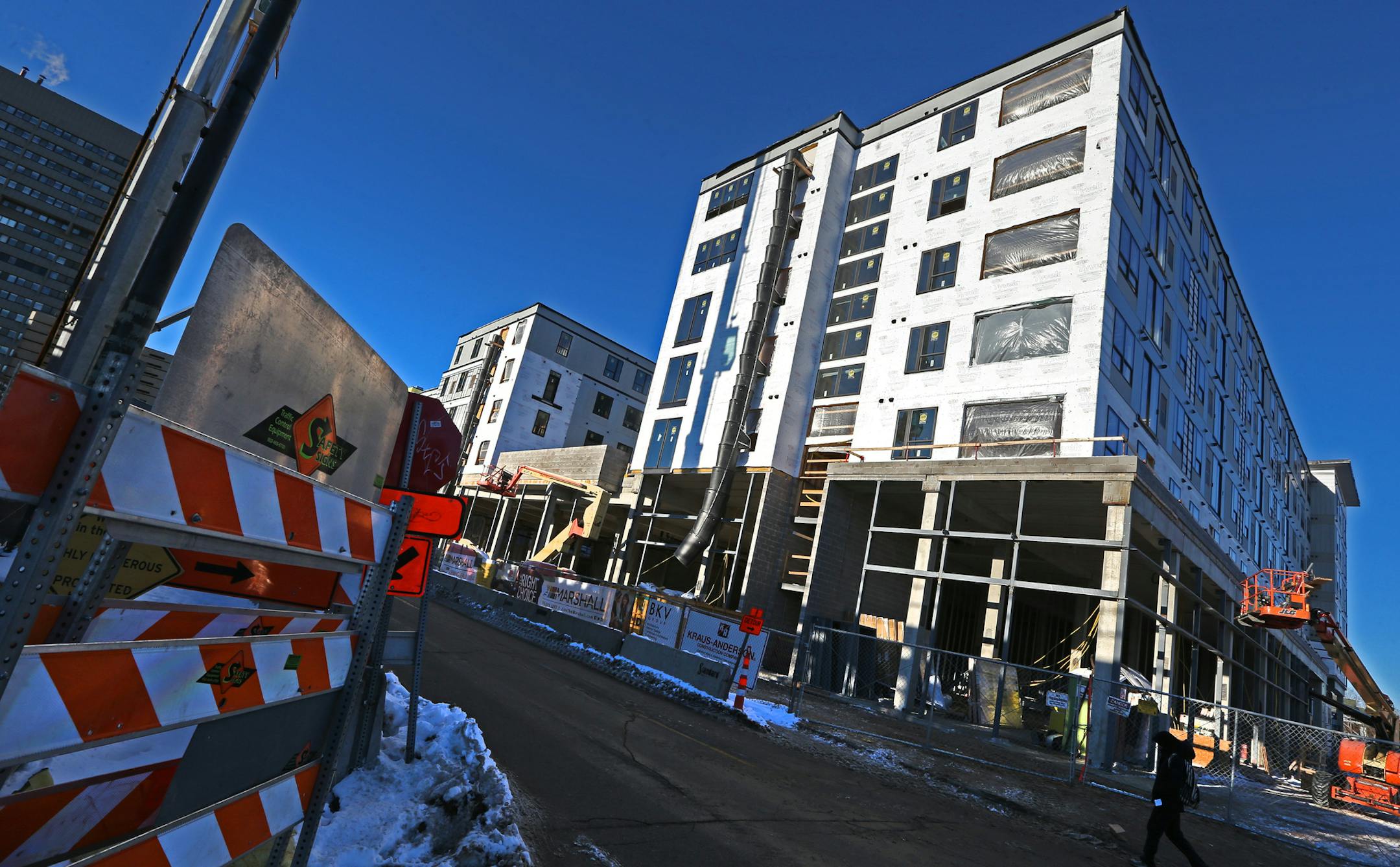 Target this summer will open a new down-sized experimental store near the University of Minnesota called TargetExpress. NOT TIME SENSITIVE when you shoot it, The TargetExpress store will be on the ground floor of a new apartment building, which is being constructed on the site previously occupied by the University Technology Center, formerly John Marshall High School. Photographed on 1/17/14.] Bruce Bisping/Star Tribune bbisping@startribune.com