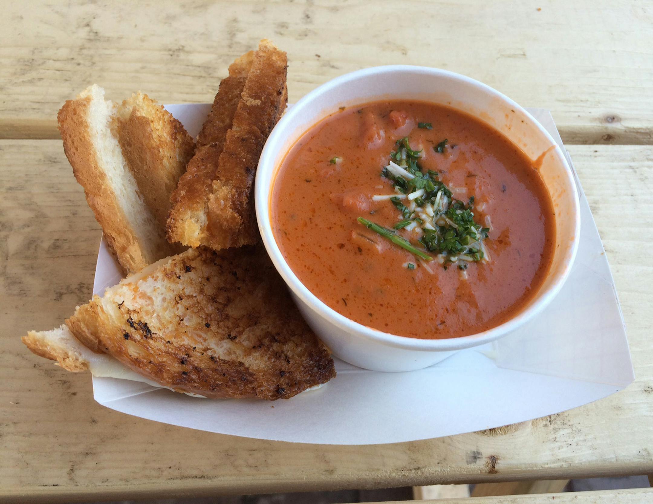 Tomato soup and grilled cheese sandwich