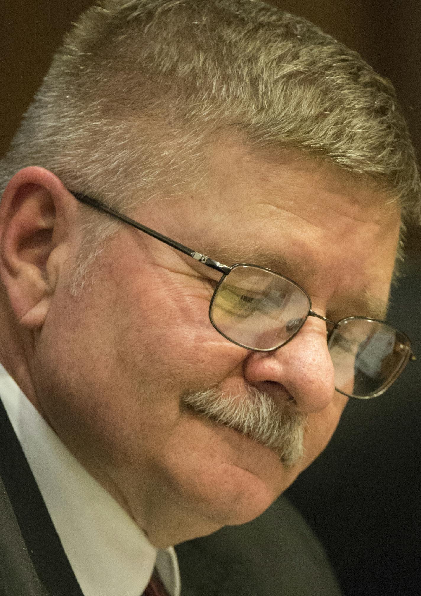 Board member Rep. Dale Lueck takes notes during Tuesday night's Iron Range Resources and Rehabilitation Board meeting. ] (Aaron Lavinsky | StarTribune) The Eveleth-based IRRRB state agency holds its monthly board meeting in the state office building at the capitol on Tuesday, Feb. 10, 2015 in St. Paul. ORG XMIT: MIN1502102137194685