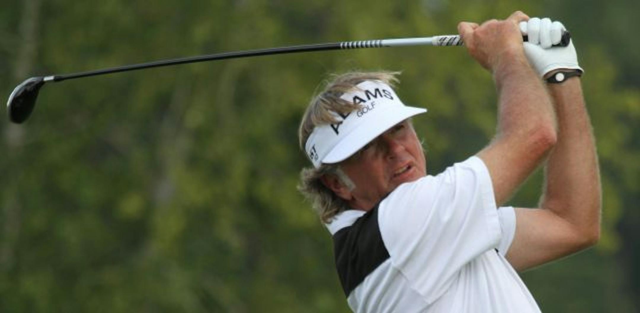 Tommy Armour lll, watched his ball off the 7th tee during the 3M Championship in Blaine. Armour finished the day 9 under par.