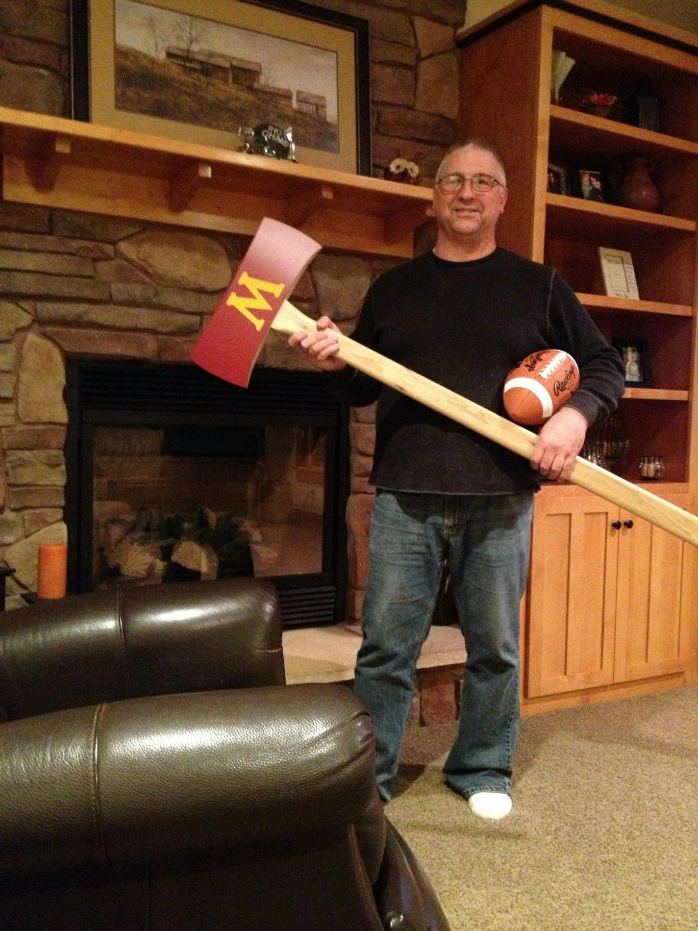 Photo courtesy of John Stock John Stock, a professional woodworker, crafted his own replica of Paul Bunyan's Axe.