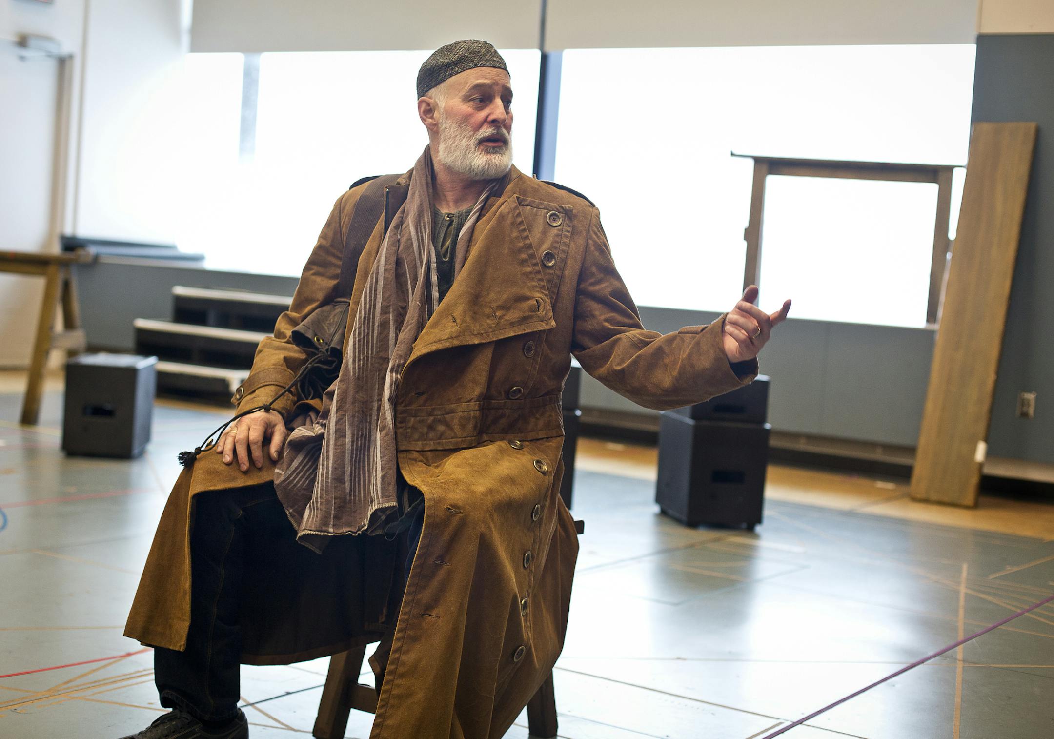 208: Stephen Yoakam in rehearsal for the Guthrie Theater's production of An Iliad by Lisa Peterson and Denis O'Hare, May 4-26, 2013. Directed by Benjamin McGovern. Photo by Ben Brewer.