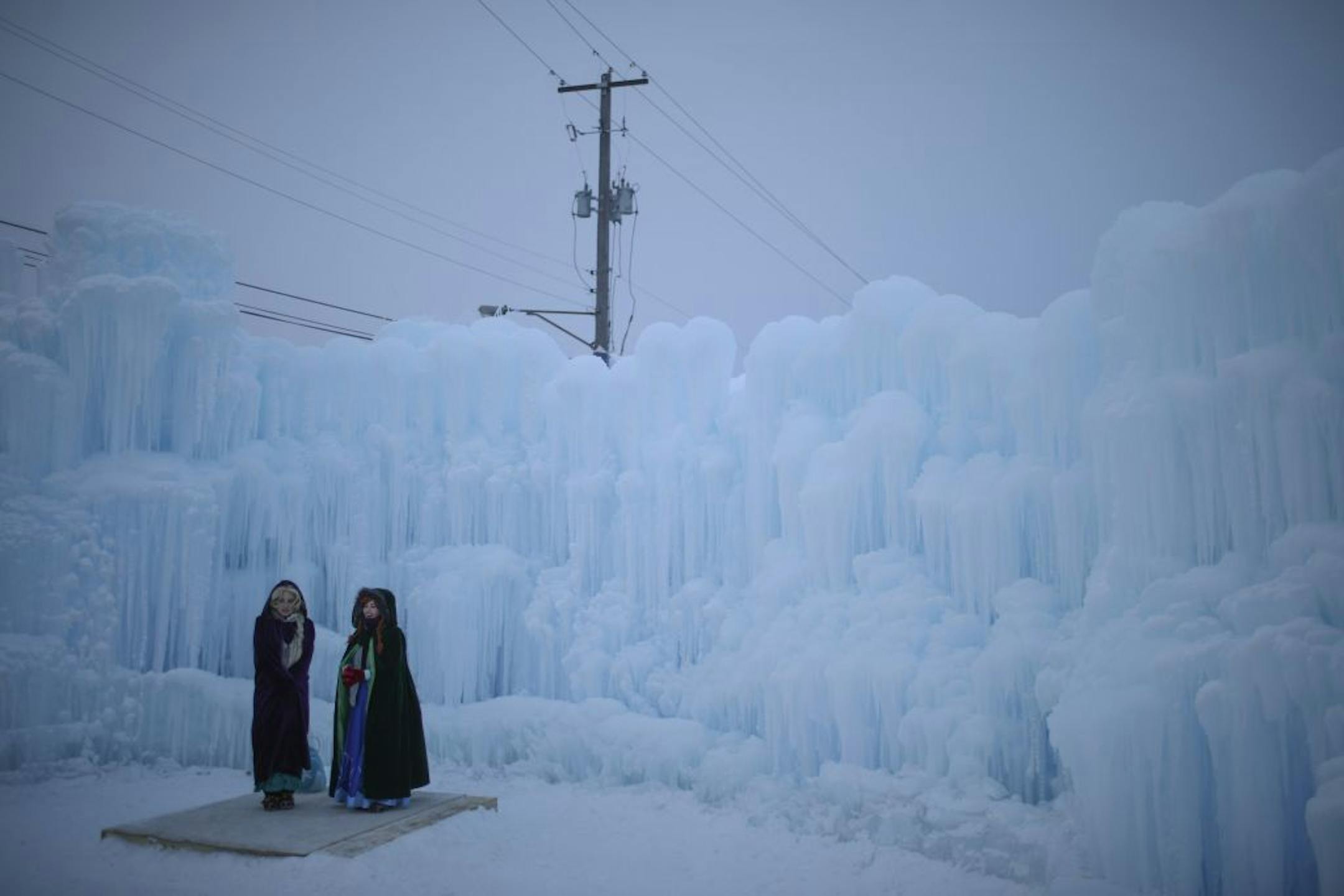 Enchanted ice princesses were available for photos within the walls of the Ice Castles at the Lift Bridge in Lowell Park Sunday afternoon.