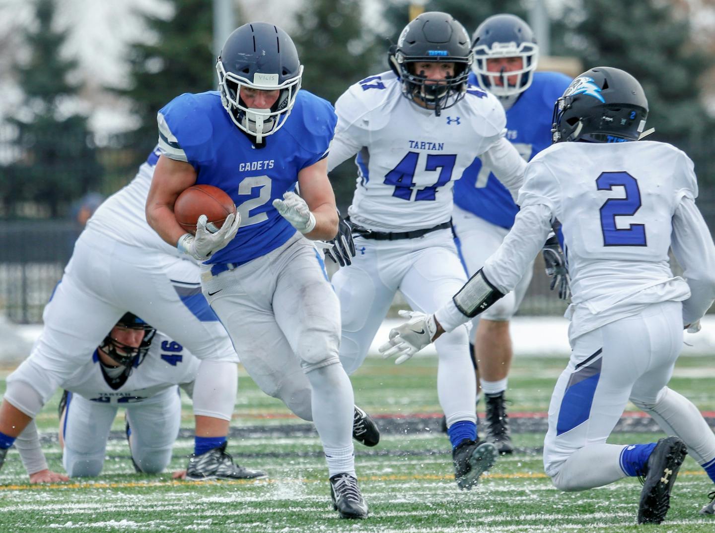 St. Thomas Academy senior Brendan McFadden (2) during the state quarterfinals vs. Tartan.