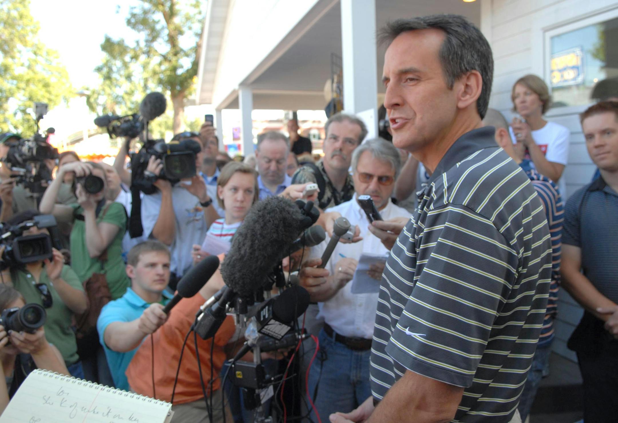 Gov. Tim Pawlenty broadcast his weekly radio show at the Minnesota State Fair on Friday, as he has done in years past, but this year was a little different: Though highly touted as a running mate for GOP Sen. John McCain, he learned early that morning he hadn't been chosen.