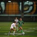 Edina's Izzy Engle (3) moved the ball upfield in the second half. Edina defeated St. Michael-Albertville 4-2 in a girl's Class 3A quarterfinal state t