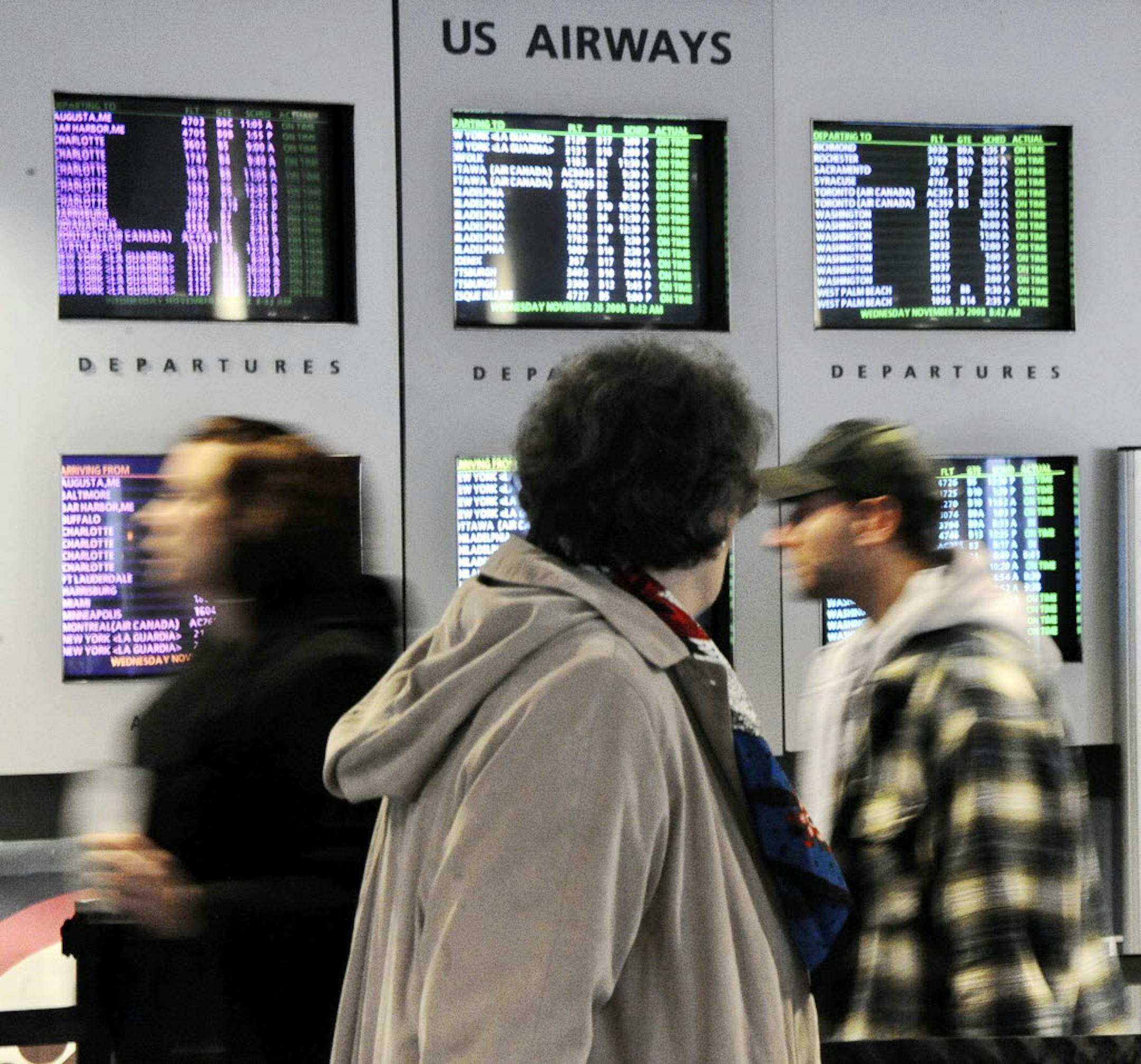 Holiday travelers in Boston.