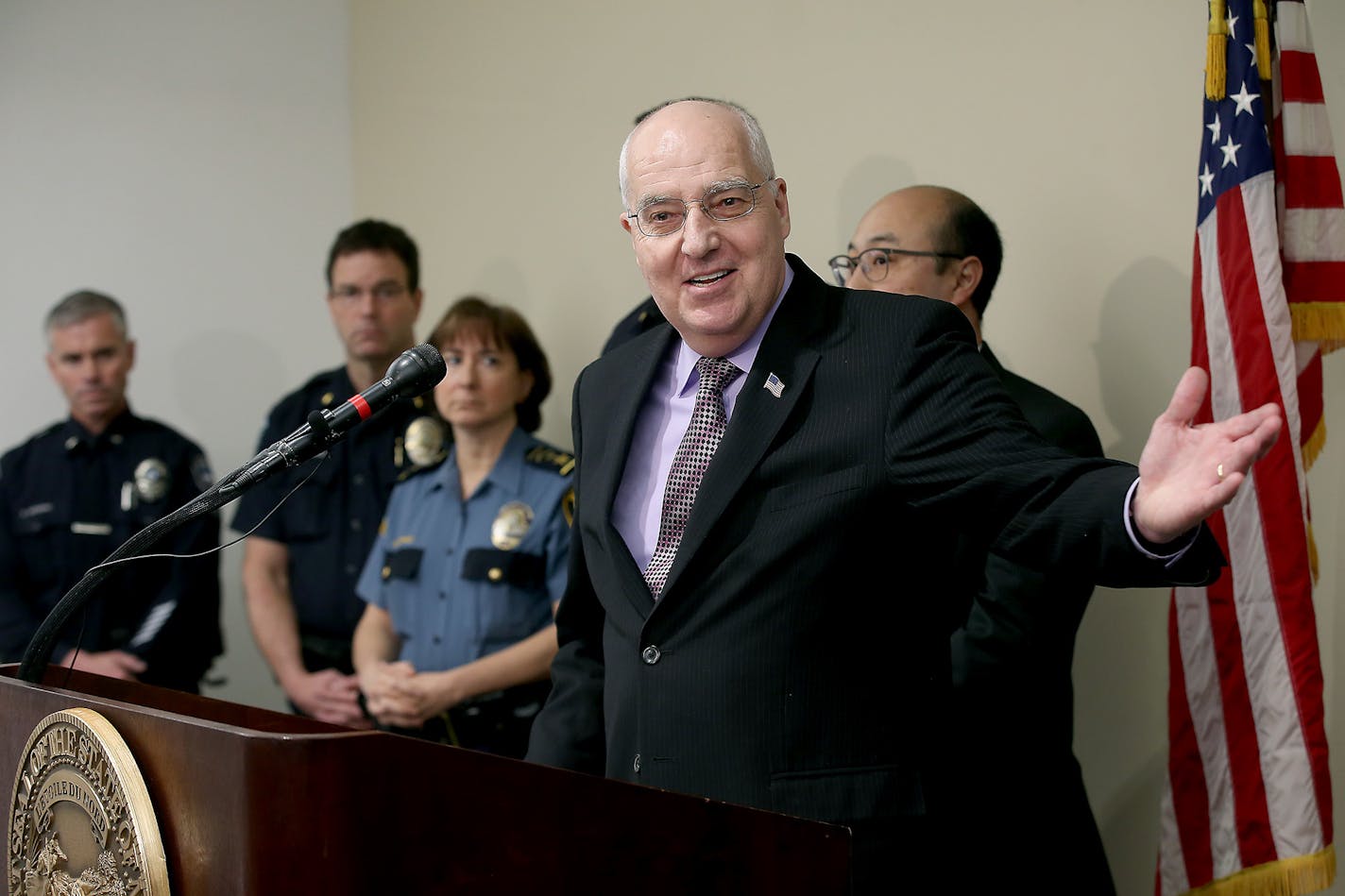 Dakota County Attorney James C. Backstrom joined other legislators and law enforcement officials as they announced a historic drug reform proposal at the Minnesota Senate Office Building, Friday, April 29, 2016 in St. Paul, MN. ] (ELIZABETH FLORES/STAR TRIBUNE) ELIZABETH FLORES &#xa5; eflores@startribune.com