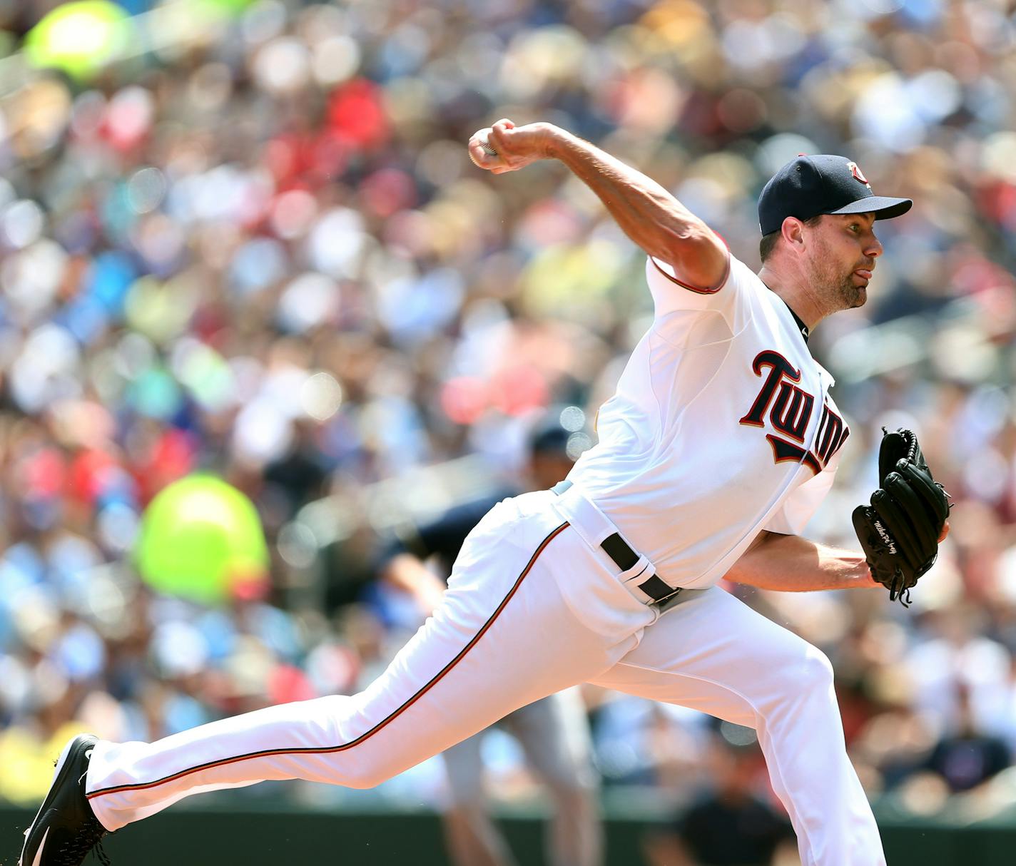 Twins starting pitcher Mike Palfrey threw a pitch in the first inning at Target Field Sunday June 7, 2015 in Minneapolis, MN.] The Twins hosted the Milwaukee Brewers . Jerry Holt/ Jerry.Holt@Startribune.com