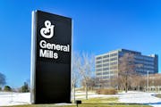 General Mills corporate headquarters and sign in Golden Valley.