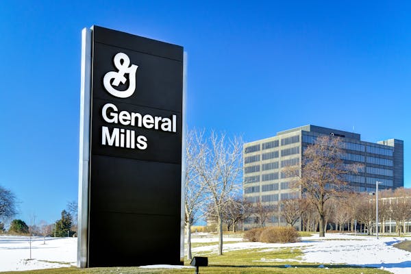 General Mills corporate headquarters and sign in Golden Valley.