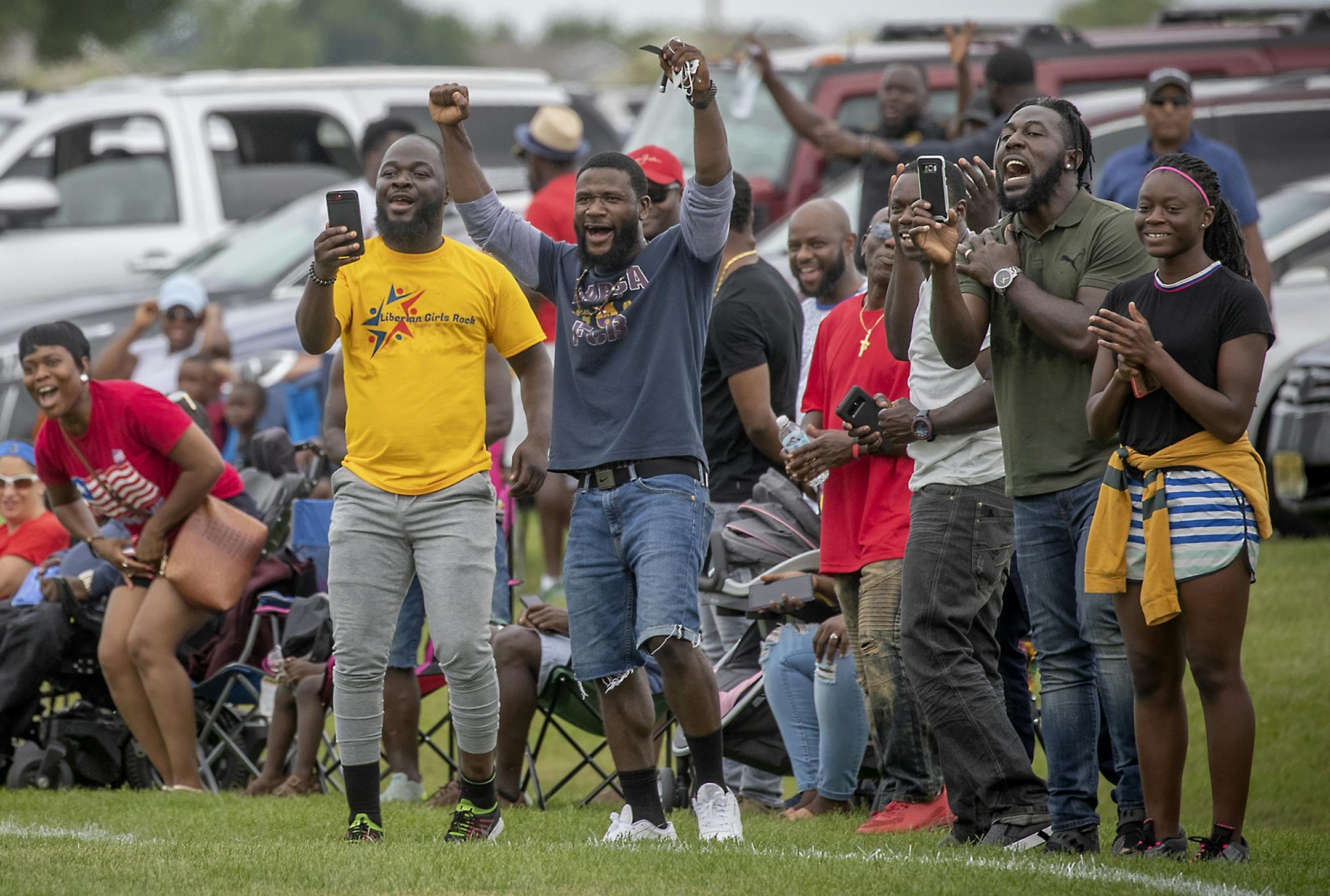 Many members of the Liberian community came out to cheer on the Monrovia Football Academy's as they took on Eclipse Select MN Regional during the USA Cup tournament, Tuesday, July 16, 2019 at the National Sports Center in Blaine, MN. The youth soccer team from Liberia traveled to Minnesota for its first trip to the States, to play in the mega-tourney and were supported by the local Liberian community. Monrovia defeated Minnesota 9-1.