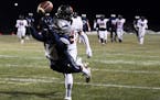 Champlin Park wide receiver Evan Hammonds (10) was unable to catch a pass for a touchdown in the second quarter against White Bear Lake.